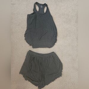 Dark Green Tank Top and Shorts Set